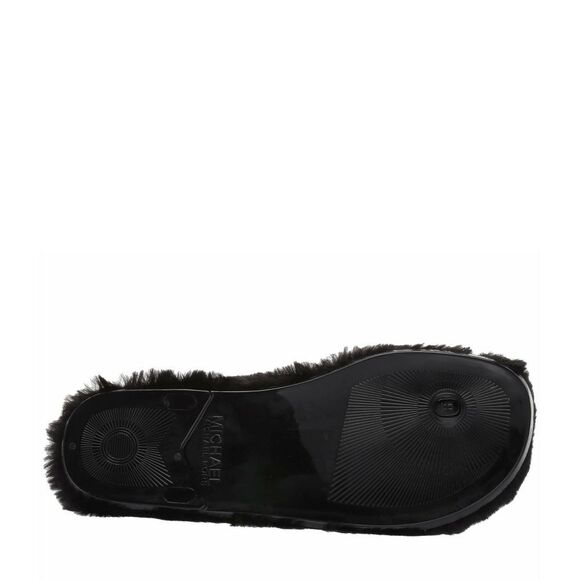New! MICHAEL KORS Logo Women's Faux Fur Flip Flop Thong Sandals Black - Picture 5 of 8
